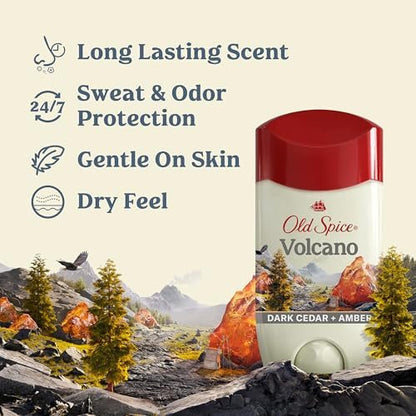 Old Spice Men's Antiperspirant & Deodorant Volcano with Charcoal, 2.6 oz (Pack of 3) + Travel-Size Swagger Body Wash Avelisse