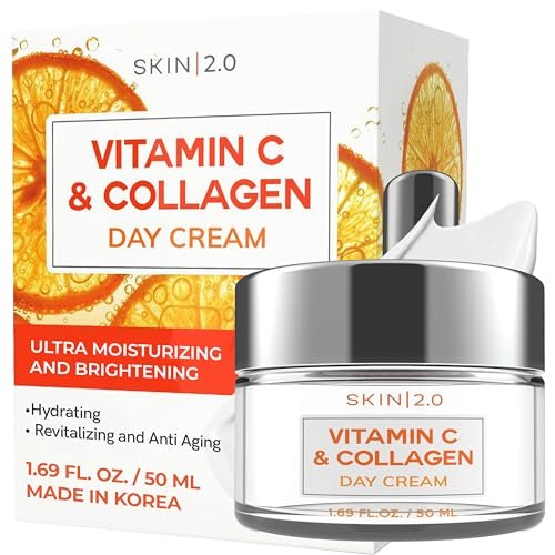 Skin 2.0 Vitamin C & Collagen Face Moisturizer - Anti-Aging, Skin Tightening, Brightening - Dermatologist Tested, Clean Beauty, Cruelty-Free, Korean Skincare - 1.69 Fl Oz - görsel 1