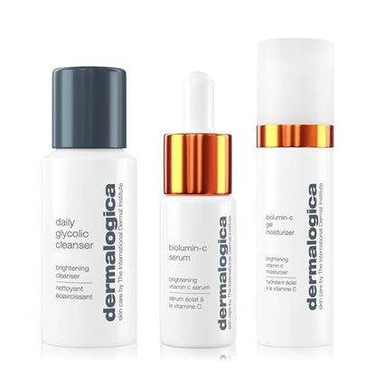 Dermalogica Daily Brightness Boosters Facial Skin Care Kit – BioLumin-C Serum, Gel Moisturizer & Daily Glycolic Cleanser Avelisse