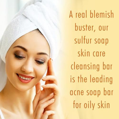 Natrulo 10% Sulfur Soap Cleansing Bar for Face & Body – All Natural Acne Treatment with Lemongrass, Tea Tree Oil & Vitamin E – Made in USA (4 oz, Pack of 2)