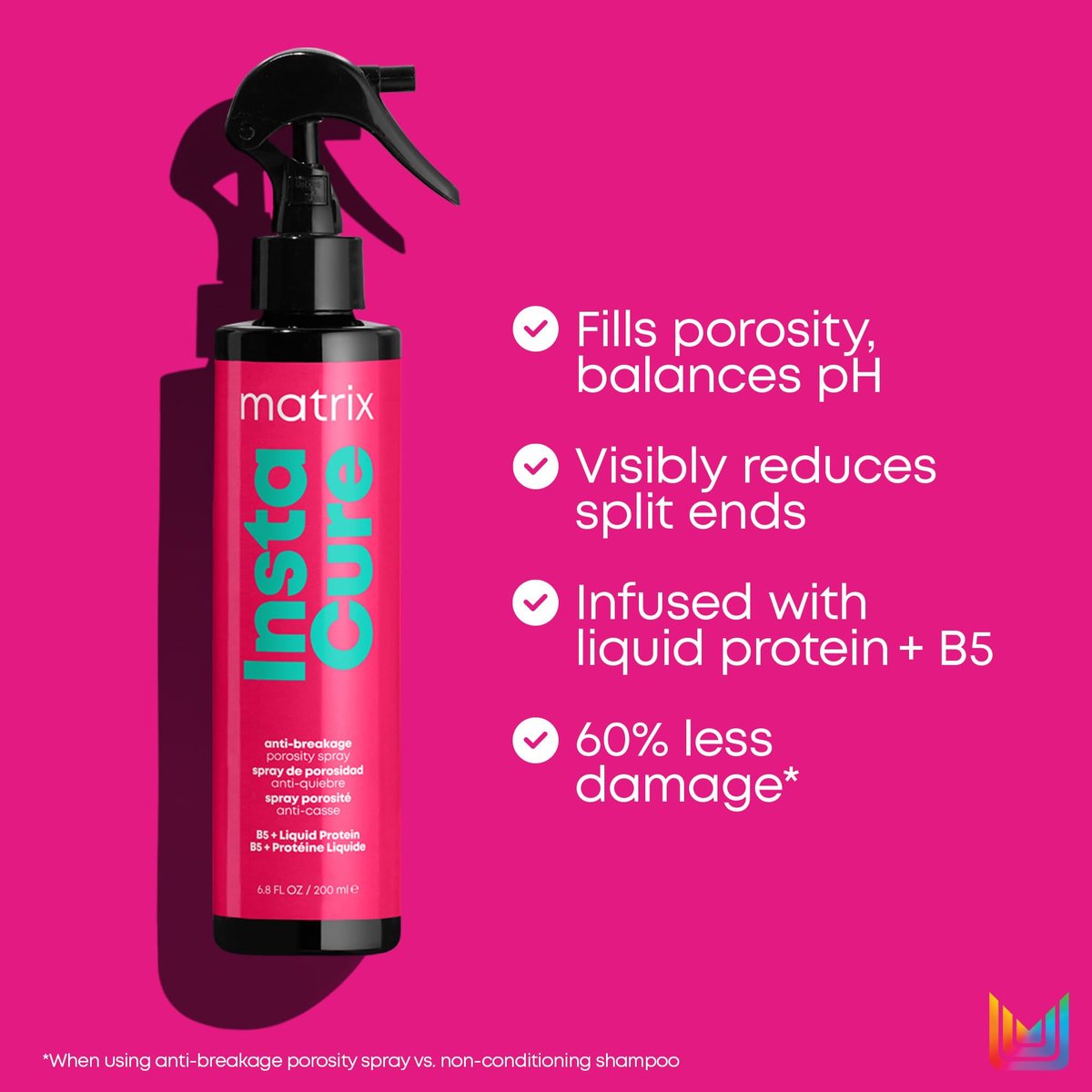 Matrix Instacure Anti-Breakage Leave-In Porosity Spray for Dry, Damaged, Color-Treated & Brittle Hair, 6.76 Fl Oz Avelisse