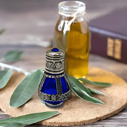 3 Arches USA Spikenard Anointing Prayer Oil in Reusable Blue Cobalt Glass Vial, 0.24 fl oz (7 ml) Avelisse