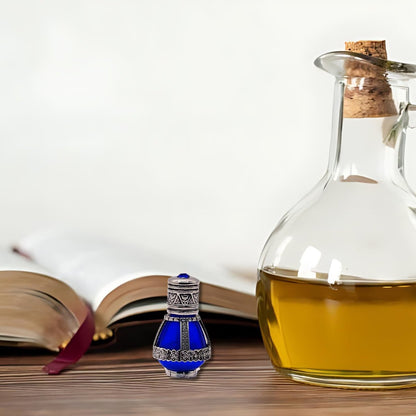 3 Arches USA Spikenard Anointing Prayer Oil in Reusable Blue Cobalt Glass Vial, 0.24 fl oz (7 ml) Avelisse