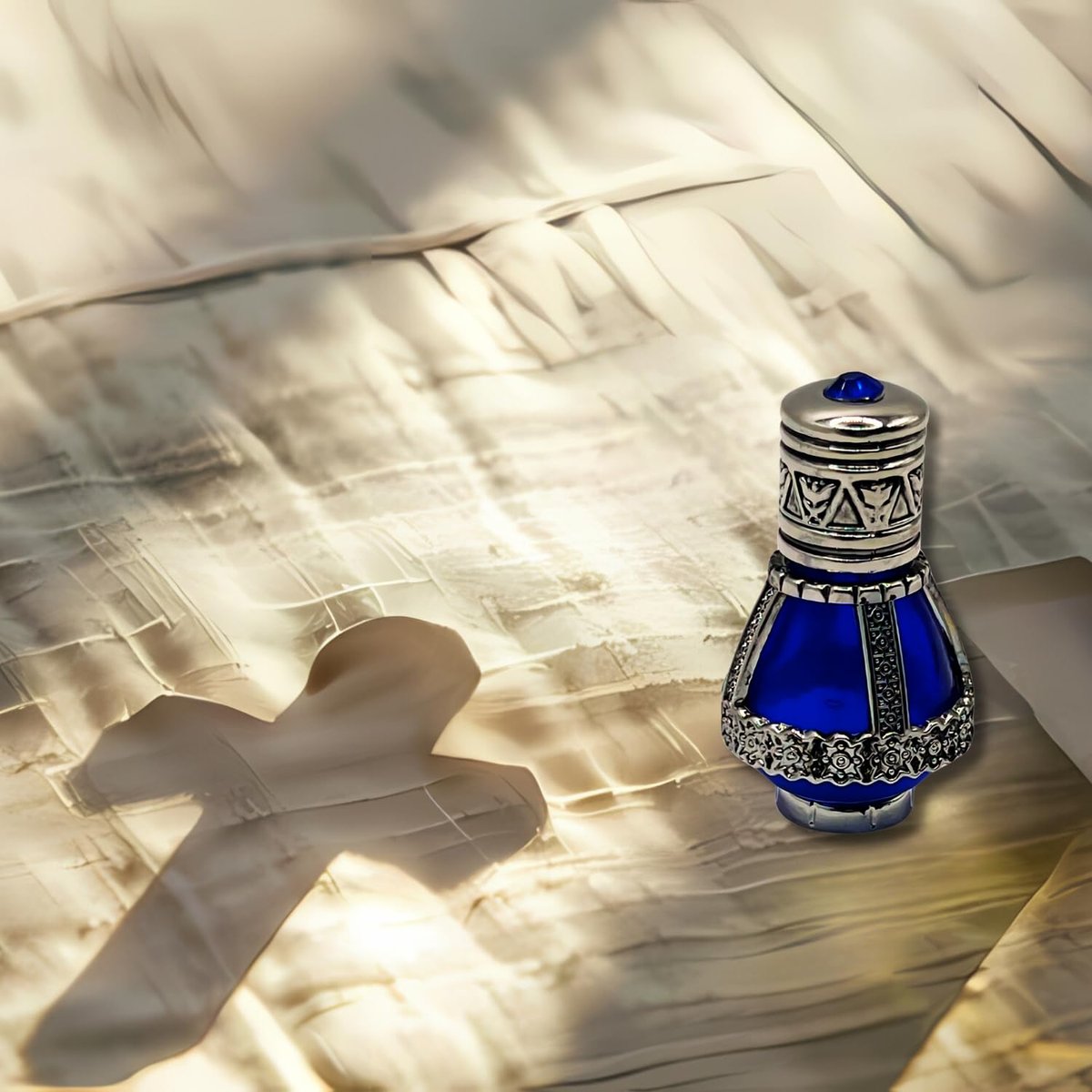 3 Arches USA Spikenard Anointing Prayer Oil in Reusable Blue Cobalt Glass Vial, 0.24 fl oz (7 ml) Avelisse
