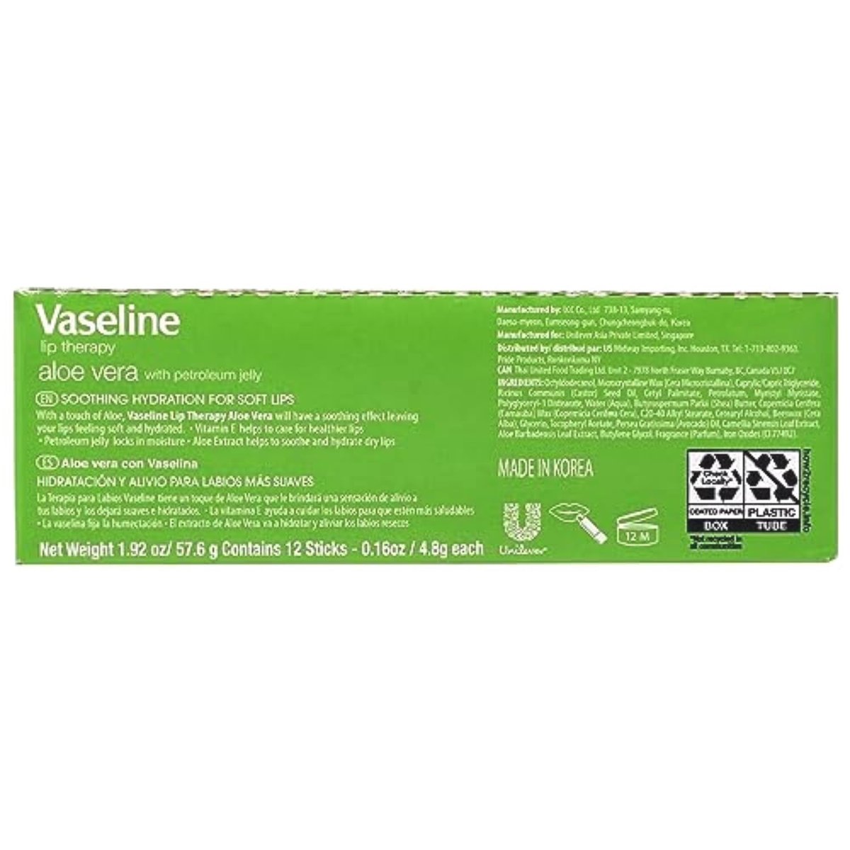 Vaseline Lip Therapy Aloe Vera Lip Balm - 12 Pack - görsel 4