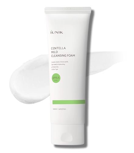 IUNIK Centella Mild Cleansing Foam – pH-Balancing Gentle Facial Cleanser with Centella Asiatica & BHA for Soothing, Moisture Care – Korean Skincare for Oily, Dry & Sensitive Skin (4.05 oz) Avelisse