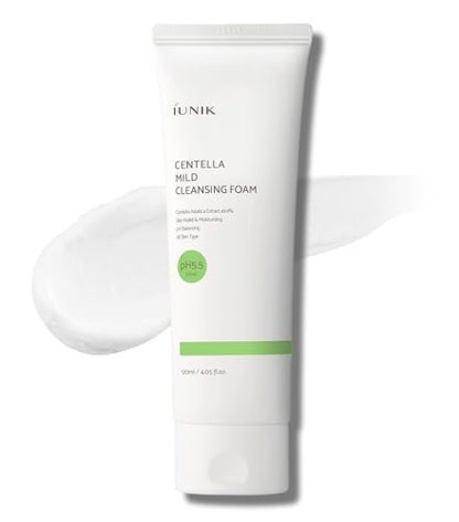 IUNIK Centella Mild Cleansing Foam – pH-Balancing Gentle Facial Cleanser with Centella Asiatica & BHA for Soothing, Moisture Care – Korean Skincare for Oily, Dry & Sensitive Skin (4.05 oz) Avelisse