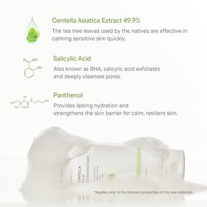 IUNIK Centella Mild Cleansing Foam – pH-Balancing Gentle Facial Cleanser with Centella Asiatica & BHA for Soothing, Moisture Care – Korean Skincare for Oily, Dry & Sensitive Skin (4.05 oz) Avelisse