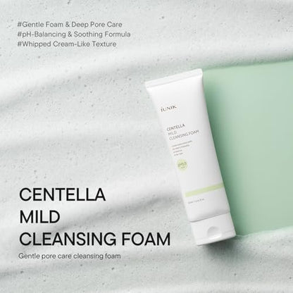 IUNIK Centella Mild Cleansing Foam – pH-Balancing Gentle Facial Cleanser with Centella Asiatica & BHA for Soothing, Moisture Care – Korean Skincare for Oily, Dry & Sensitive Skin (4.05 oz) Avelisse