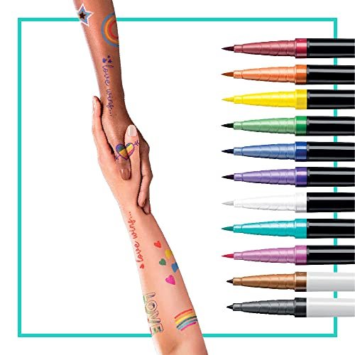 BIC BodyMark Temporary Tattoo Markers, Pride Pack, 11-Count Assorted Colors, Skin-Safe Brush Tip Avelisse