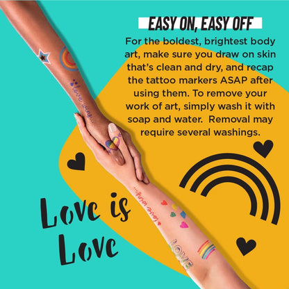 BIC BodyMark Temporary Tattoo Markers, Pride Pack, 11-Count Assorted Colors, Skin-Safe Brush Tip Avelisse