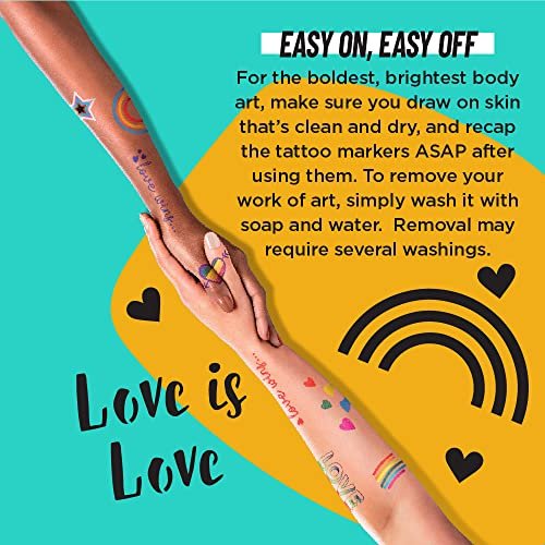 BIC BodyMark Temporary Tattoo Markers, Pride Pack, 11-Count Assorted Colors, Skin-Safe Brush Tip Avelisse