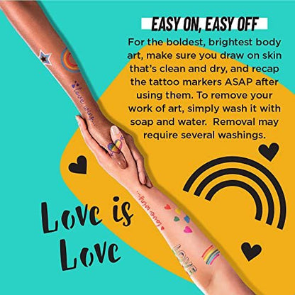 BIC BodyMark Temporary Tattoo Markers, Pride Pack, 11-Count Assorted Colors, Skin-Safe Brush Tip Avelisse