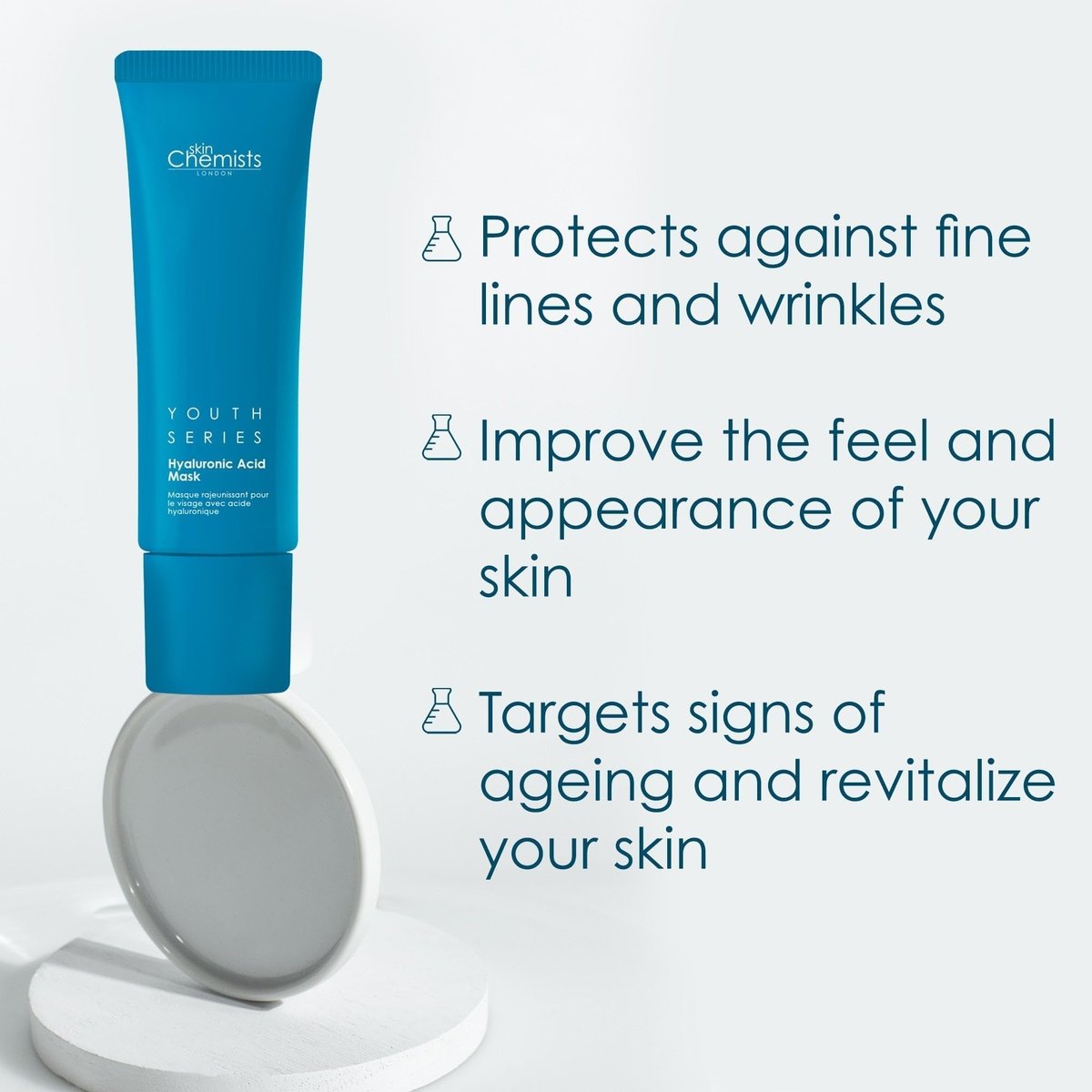 skinChemists Youth Series 1% Hyaluronic Acid Face Mask – Hydrating & Plumping Mask for Smooth, Soft & Radiant Skin (50ml) - görsel 5