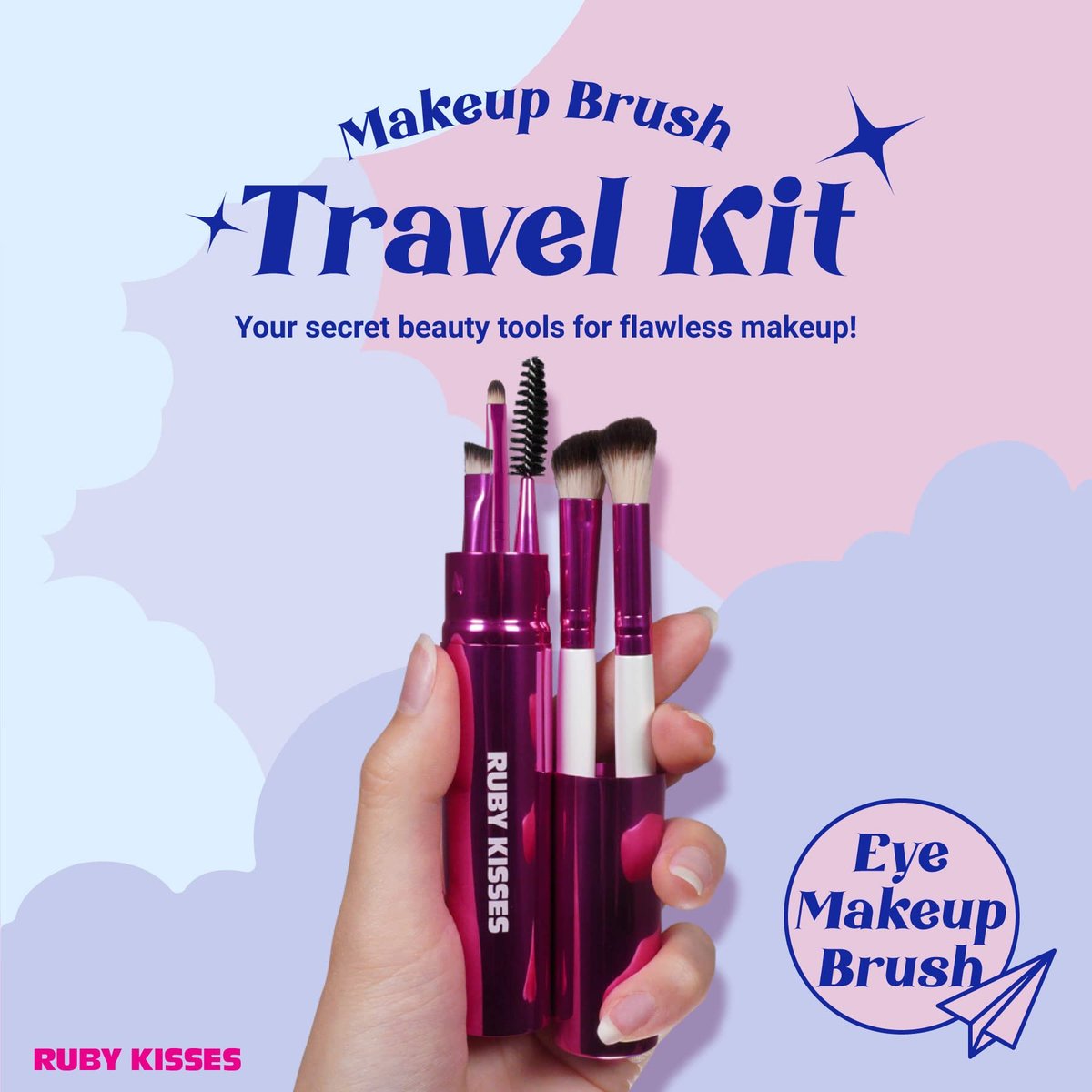 Ruby Kisses Travel Size Eye Makeup Brush Set – 5 PCS Synthetic Brushes with Case - görsel 5