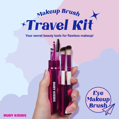 Ruby Kisses Travel Size Eye Makeup Brush Set – 5 PCS Synthetic Brushes with Case