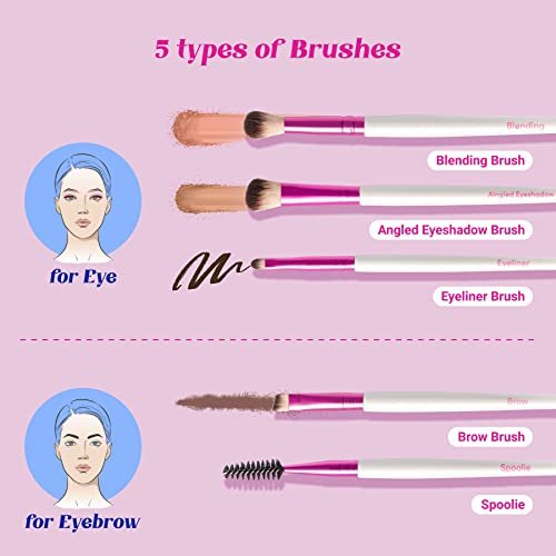 Ruby Kisses Travel Size Eye Makeup Brush Set – 5 PCS Synthetic Brushes with Case - görsel 10