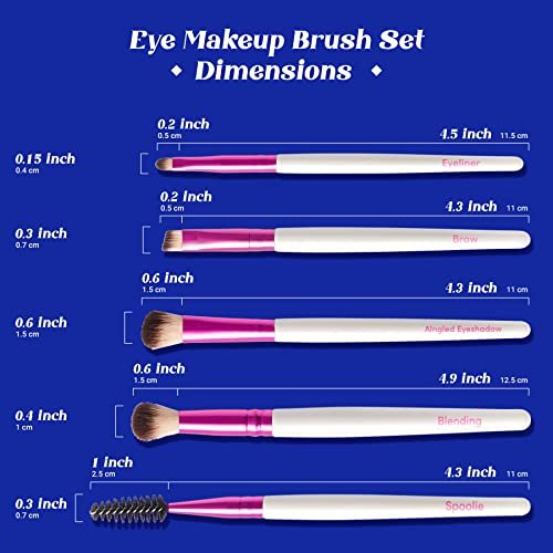 Ruby Kisses Travel Size Eye Makeup Brush Set – 5 PCS Synthetic Brushes with Case - görsel 8