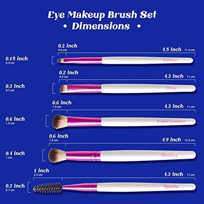 Ruby Kisses Travel Size Eye Makeup Brush Set – 5 PCS Synthetic Brushes with Case