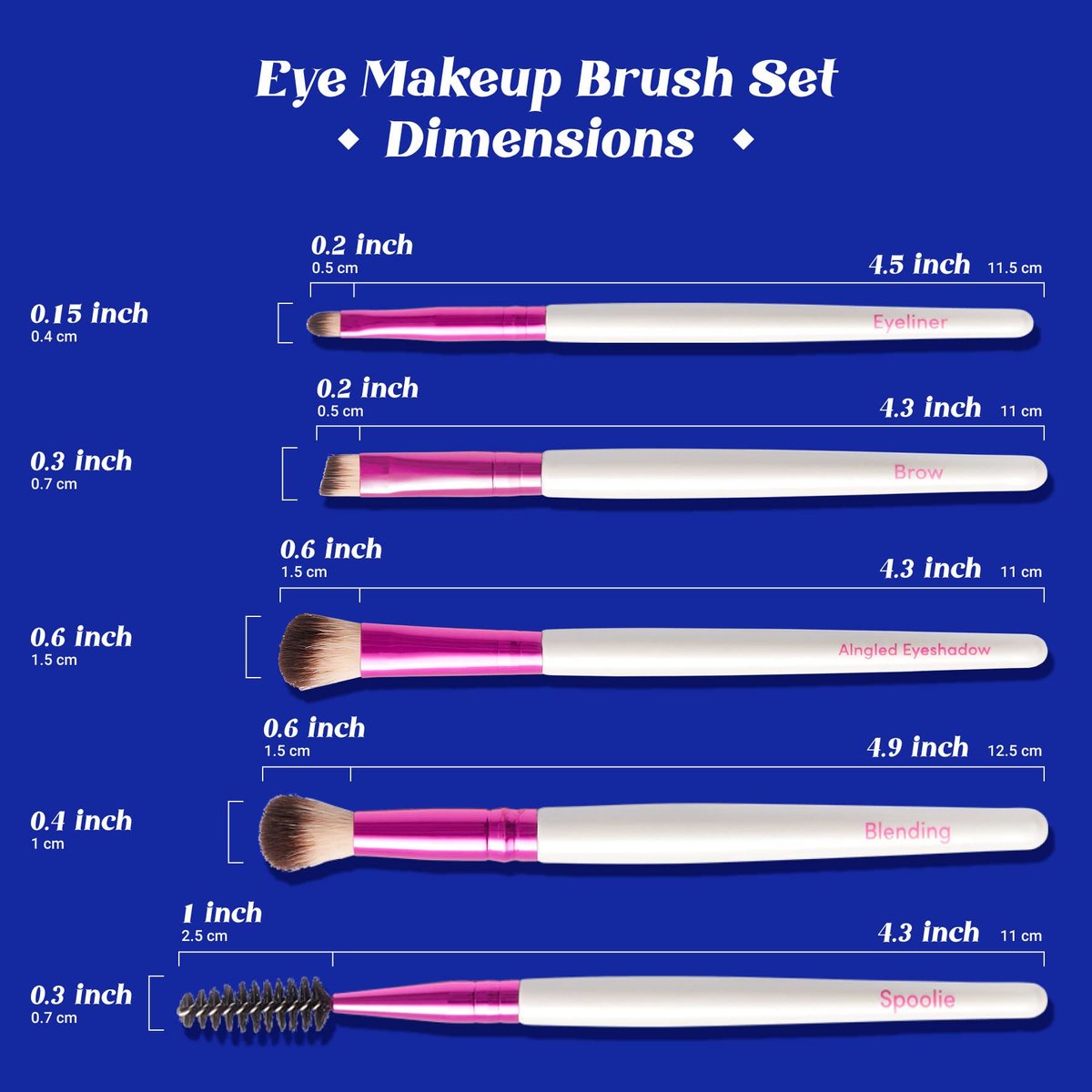 Ruby Kisses Travel Size Eye Makeup Brush Set – 5 PCS Synthetic Brushes with Case - görsel 7