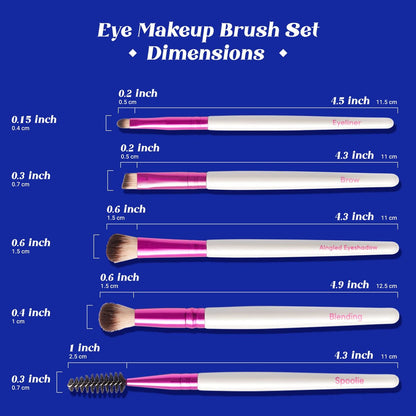 Ruby Kisses Travel Size Eye Makeup Brush Set – 5 PCS Synthetic Brushes with Case