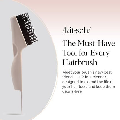 Kitsch Hair Brush Cleaner Tool – Double-Sided 2-in-1 Brush Cleaner for Hair Brushes & Combs | Eco-Friendly Cleaning Tool with Pick & Bristles | Hair Stylist Essentials