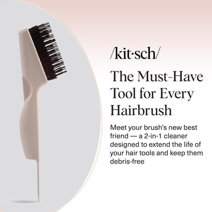 Kitsch Hair Brush Cleaner Tool – Double-Sided 2-in-1 Brush Cleaner for Hair Brushes & Combs | Eco-Friendly Cleaning Tool with Pick & Bristles | Hair Stylist Essentials