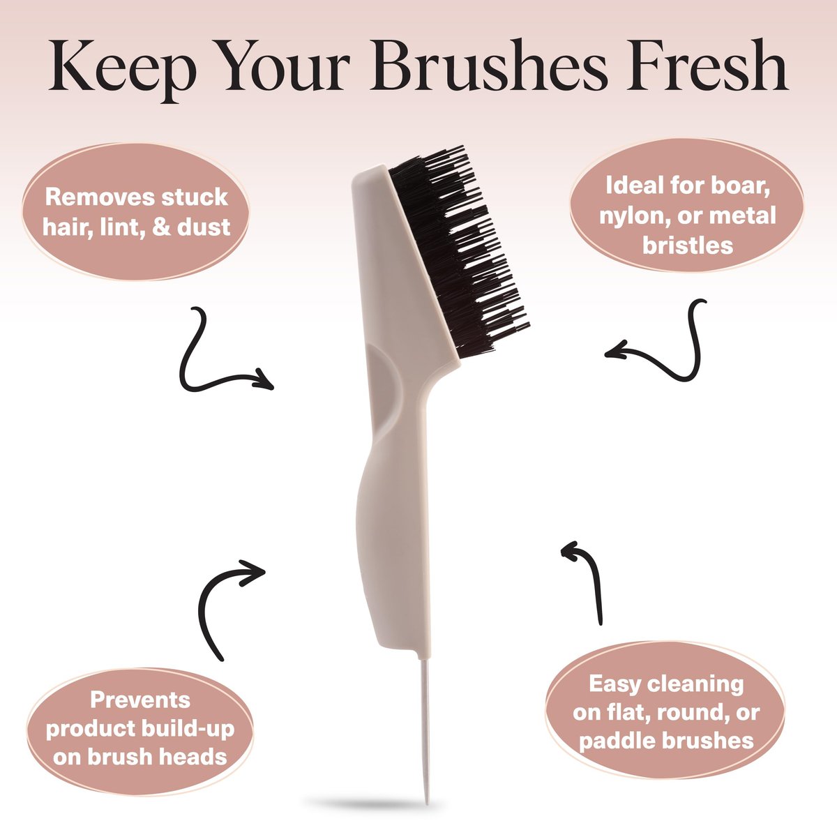 Kitsch Hair Brush Cleaner Tool – Double-Sided 2-in-1 Brush Cleaner for Hair Brushes & Combs | Eco-Friendly Cleaning Tool with Pick & Bristles | Hair Stylist Essentials - görsel 11