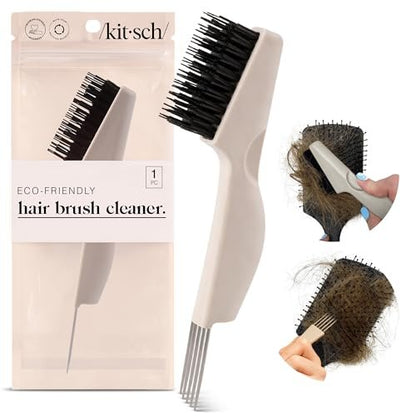 Kitsch Hair Brush Cleaner Tool – Double-Sided 2-in-1 Brush Cleaner for Hair Brushes & Combs | Eco-Friendly Cleaning Tool with Pick & Bristles | Hair Stylist Essentials