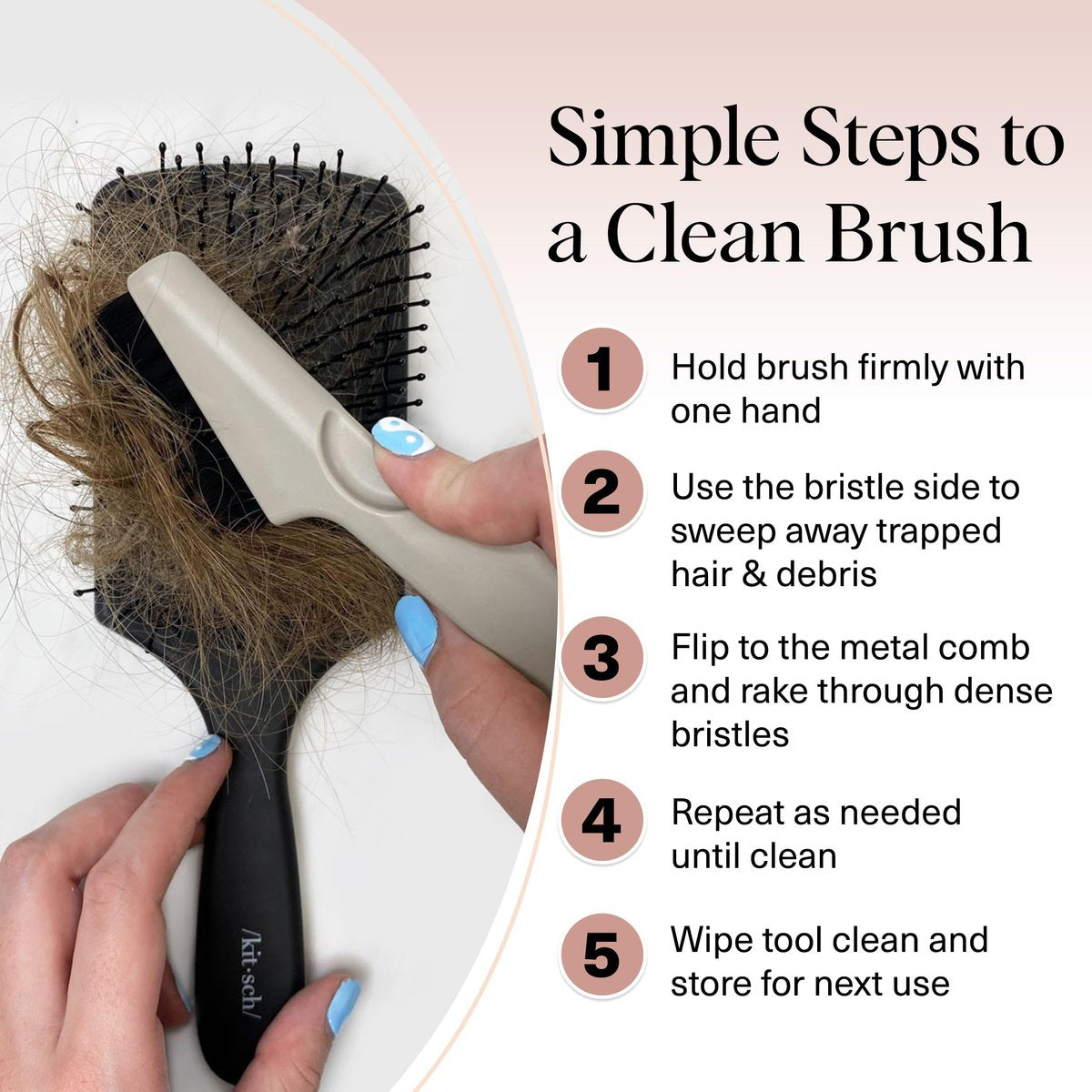 Kitsch Hair Brush Cleaner Tool – Double-Sided 2-in-1 Brush Cleaner for Hair Brushes & Combs | Eco-Friendly Cleaning Tool with Pick & Bristles | Hair Stylist Essentials - görsel 13