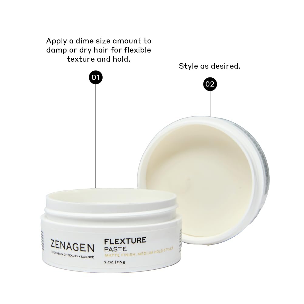 ZENAGEN Flexture Paste | Matte Finish, Medium Hold Styler, Microfiber Formula with Geranium Extract + Aloe Leaf Juice, Vegan, Plant-Based, All Hair Types, 2 oz Avelisse