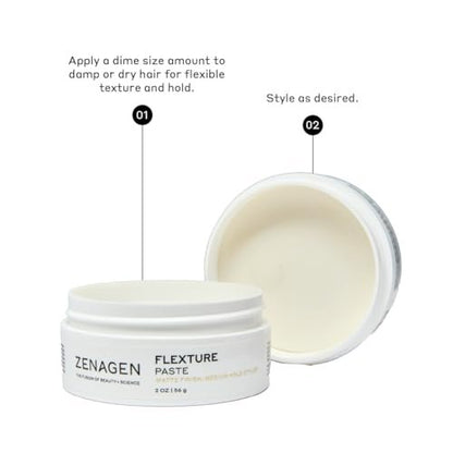 ZENAGEN Flexture Paste | Matte Finish, Medium Hold Styler, Microfiber Formula with Geranium Extract + Aloe Leaf Juice, Vegan, Plant-Based, All Hair Types, 2 oz Avelisse