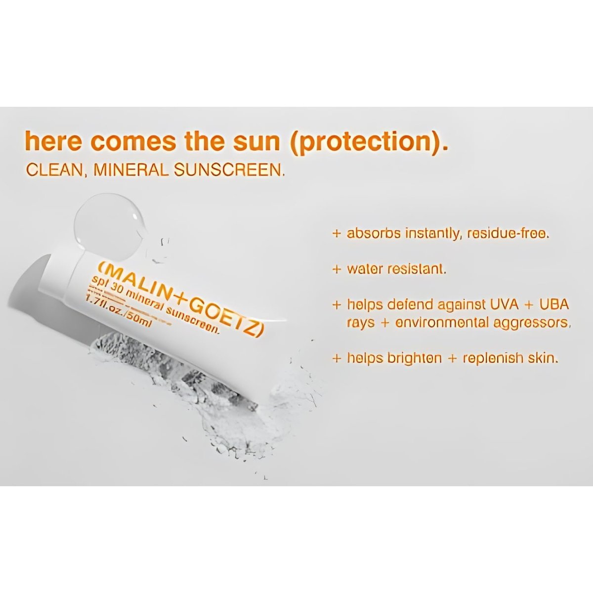 MALIN+GOETZ SPF 30 Mineral Sunscreen – Face & Body Broad Spectrum Protection with Zinc Oxide & Titanium Dioxide, Hydrating, Reef-Safe, Vegan, Cruelty-Free (1.7 Fl Oz) Avelisse