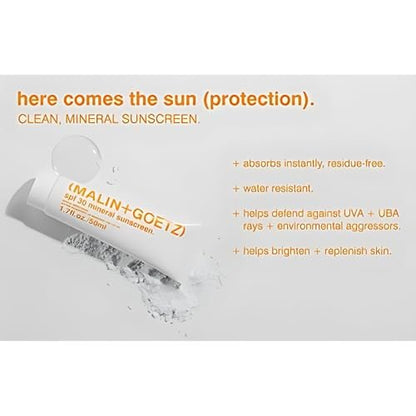 MALIN+GOETZ SPF 30 Mineral Sunscreen – Face & Body Broad Spectrum Protection with Zinc Oxide & Titanium Dioxide, Hydrating, Reef-Safe, Vegan, Cruelty-Free (1.7 Fl Oz) Avelisse