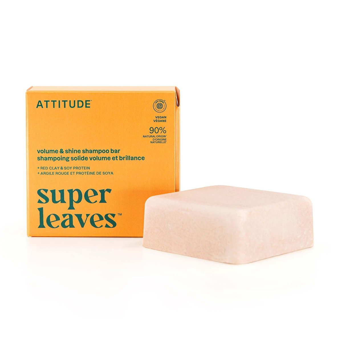 ATTITUDE Volume & Shine Shampoo Bar for Thin and Flat Hair – Natural Origin, EWG Verified, Soy Protein & Red Clay, Vegan, Orange Blossom & Eucalyptus, 4 oz Avelisse