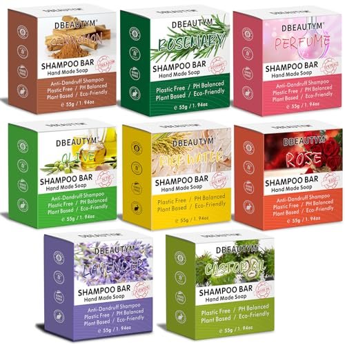 DBEAUTYM 8 Pack Shampoo Bar Gift Set - Natural Solid Shampoo for Dry, Damaged Hair with Plant Essence Oil - Promotes Healthy Growth - Travel Size Bulk Set Avelisse