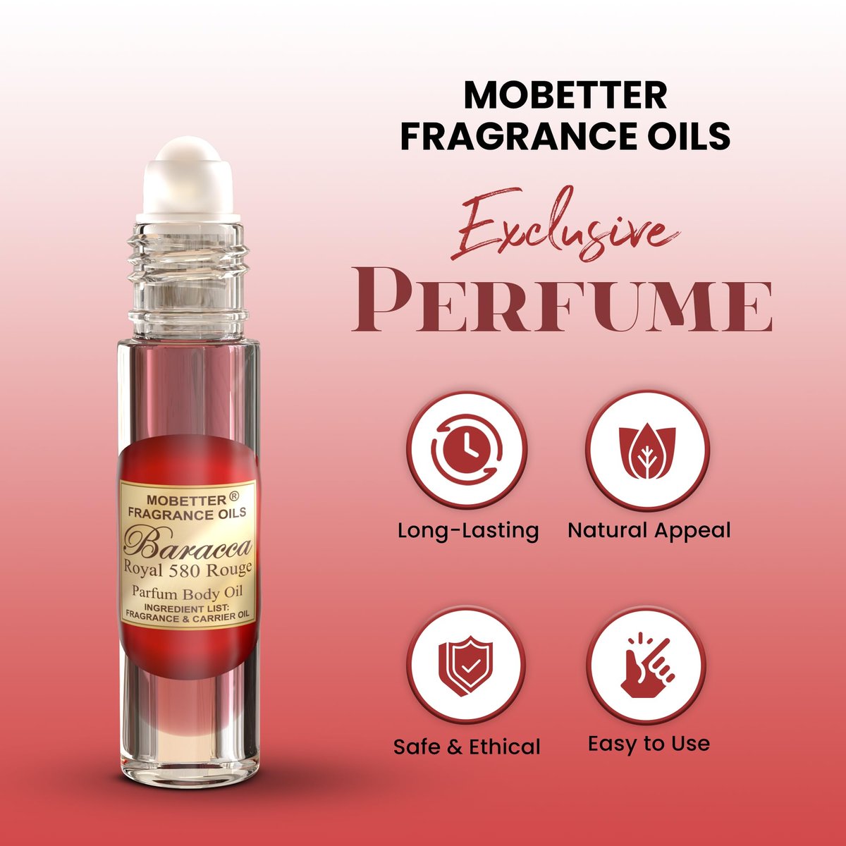 MOBETTER FRAGRANCE OILS Baracca Royal 580 Rouge 0.33 Oz Perfume Fragrance Body Oil for Unisex - görsel 5