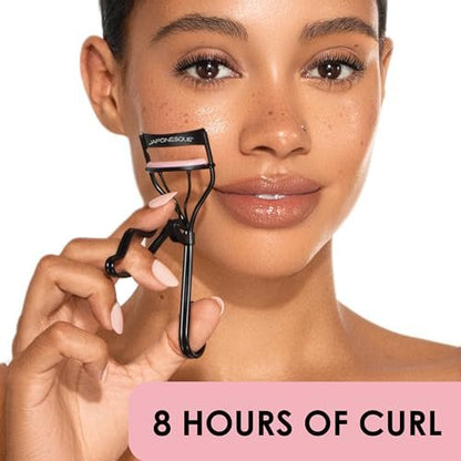 JAPONESQUE Professional Volumizing Lash Curler – Long-Lasting Curl for Natural & False Lashes, Fits Most Eye Shapes & Large Eyes, Includes 1 Refill Pad