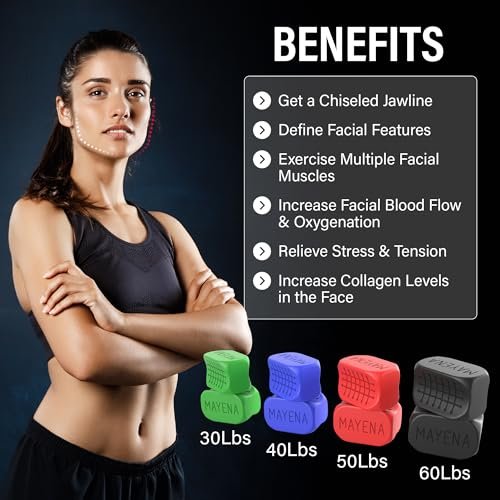 NEW VERSION Jaw Exerciser for Men and Women | 4 Resistance Levels Powerful Jaw Trainer Set | Defines Jawline & Tones the Face | Helps Reduce Double Chin Avelisse
