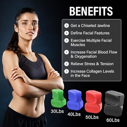 NEW VERSION Jaw Exerciser for Men and Women | 4 Resistance Levels Powerful Jaw Trainer Set | Defines Jawline & Tones the Face | Helps Reduce Double Chin Avelisse