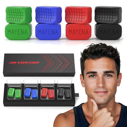 NEW VERSION Jaw Exerciser for Men and Women | 4 Resistance Levels Powerful Jaw Trainer Set | Defines Jawline & Tones the Face | Helps Reduce Double Chin Avelisse