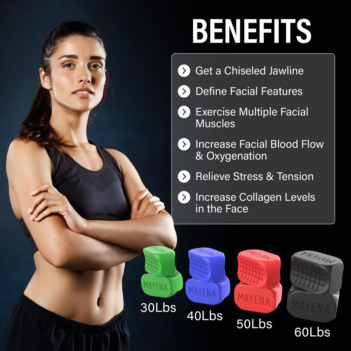 NEW VERSION Jaw Exerciser for Men and Women | 4 Resistance Levels Powerful Jaw Trainer Set | Defines Jawline & Tones the Face | Helps Reduce Double Chin Avelisse