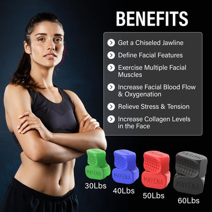 NEW VERSION Jaw Exerciser for Men and Women | 4 Resistance Levels Powerful Jaw Trainer Set | Defines Jawline & Tones the Face | Helps Reduce Double Chin Avelisse