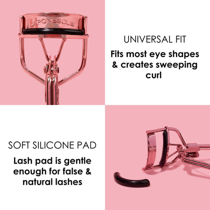 JAPONESQUE Comfort Grip Eyelash Curler – Universal Fit for Natural & False Lashes, Long-Lasting Curl (Limited Edition Pink)