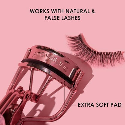 JAPONESQUE Comfort Grip Eyelash Curler – Universal Fit for Natural & False Lashes, Long-Lasting Curl (Limited Edition Pink)
