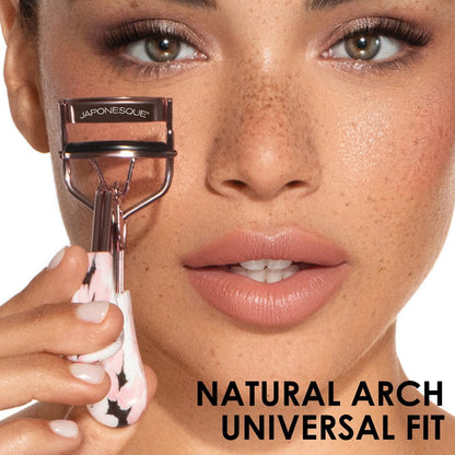 JAPONESQUE Comfort Grip Eyelash Curler – Universal Fit for Natural & False Lashes, Long-Lasting Curl (Limited Edition Pink)