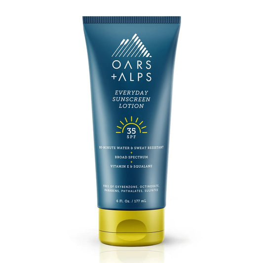 Oars + Alps Everyday Sunscreen Body Lotion SPF 35 - Lightweight, No White Residue, Water & Sweat Resistant for Face & Body, 6 oz Avelisse