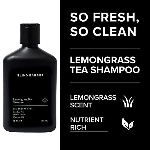Blind Barber Lemongrass Tea Daily Clarifying Shampoo for Men - Sulfate-Free Thickening Shampoo with Minty Scent, Deep Cleansing Hair Wash Removes Build-Up (12 oz) Avelisse