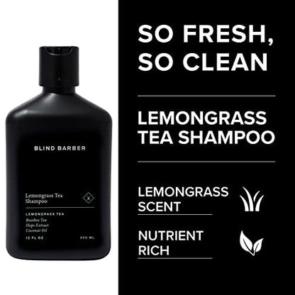 Blind Barber Lemongrass Tea Daily Clarifying Shampoo for Men - Sulfate-Free Thickening Shampoo with Minty Scent, Deep Cleansing Hair Wash Removes Build-Up (12 oz) Avelisse