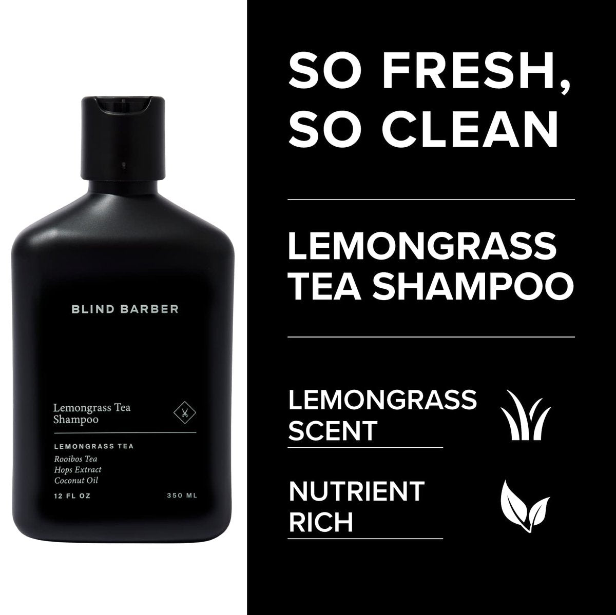 Blind Barber Lemongrass Tea Daily Clarifying Shampoo for Men - Sulfate-Free Thickening Shampoo with Minty Scent, Deep Cleansing Hair Wash Removes Build-Up (12 oz) Avelisse